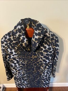 Ali Miles Black, Gold & White Animal Print Cowl Neck Sweater